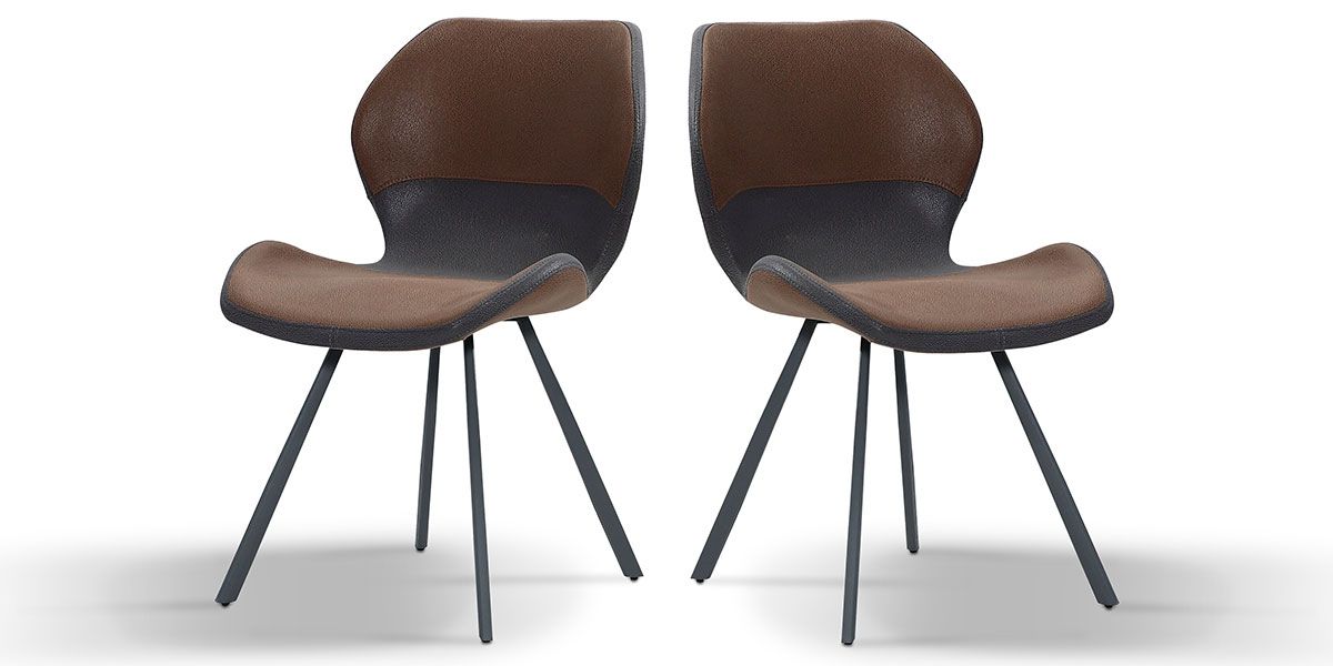 Chaise_Design_WEST_-_Marron/Gris_-_Lot_de_2_2_LaMaisonDuCanapé