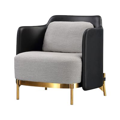 Fauteuil_en_tissu_et_simili_cuir_ARIA_-_Gris_et_Noir_LaMaisonDuCanapé