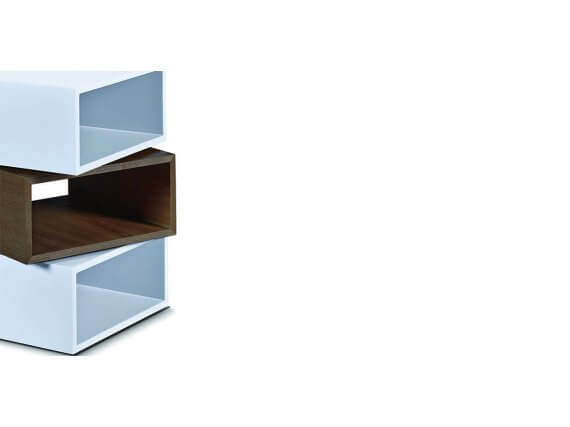 Table D Appoint Bois De Noyer Et Laque Blanc Kub