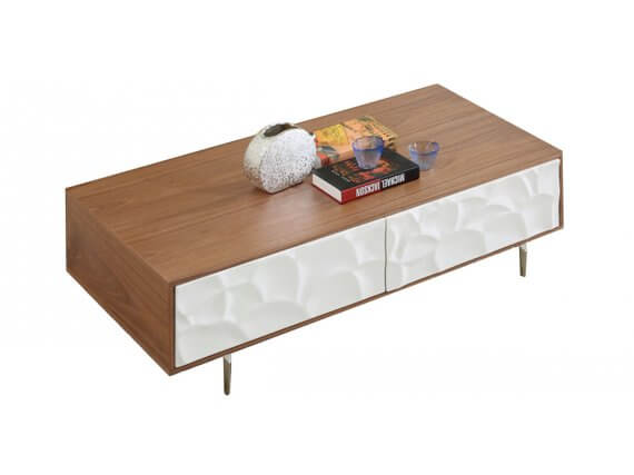 Table Basse Boisde Noyer Et Laque Blanc Flora