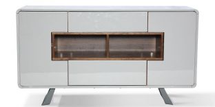 Buffet bois/laqué ISORA - Noyer/Gris