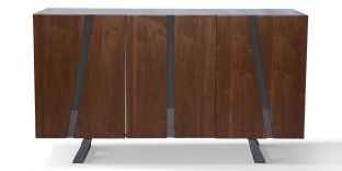 Buffet bois/laqué WEST - Noyer/Gris