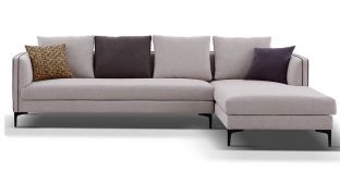 Canapé d'angle droit en tissu SAMARA - Beige