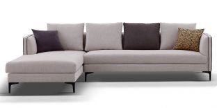 Canapé d'angle gauche en tissu SAMARA - Beige