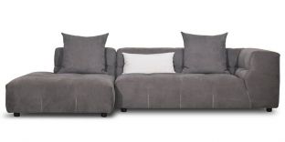 Canapé d'angle gauche en tissu CLARTON - Gris souris 