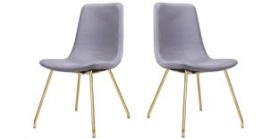 Chaise Design JAZZ - Gris/Gold - Lot de 2