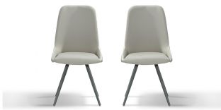 Chaise Design ISORA - Gris/Taupe - Lot de 2