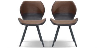 Chaise Design WEST - Marron/Gris - Lot de 2