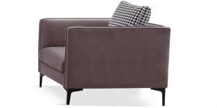 Fauteuil en velours SAMARA - Taupe/Marron