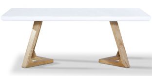 Table basse bois/laqué DUNE - Frêne/Blanc
