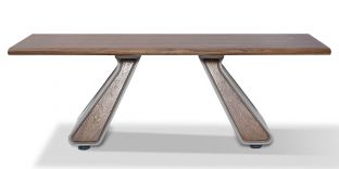 Table basse bois/laqué ISORA - Noyer/Gris