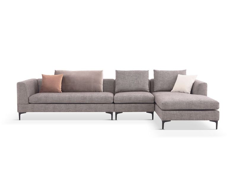 Canapé d'angle XL droit en tissu JULY - Beige