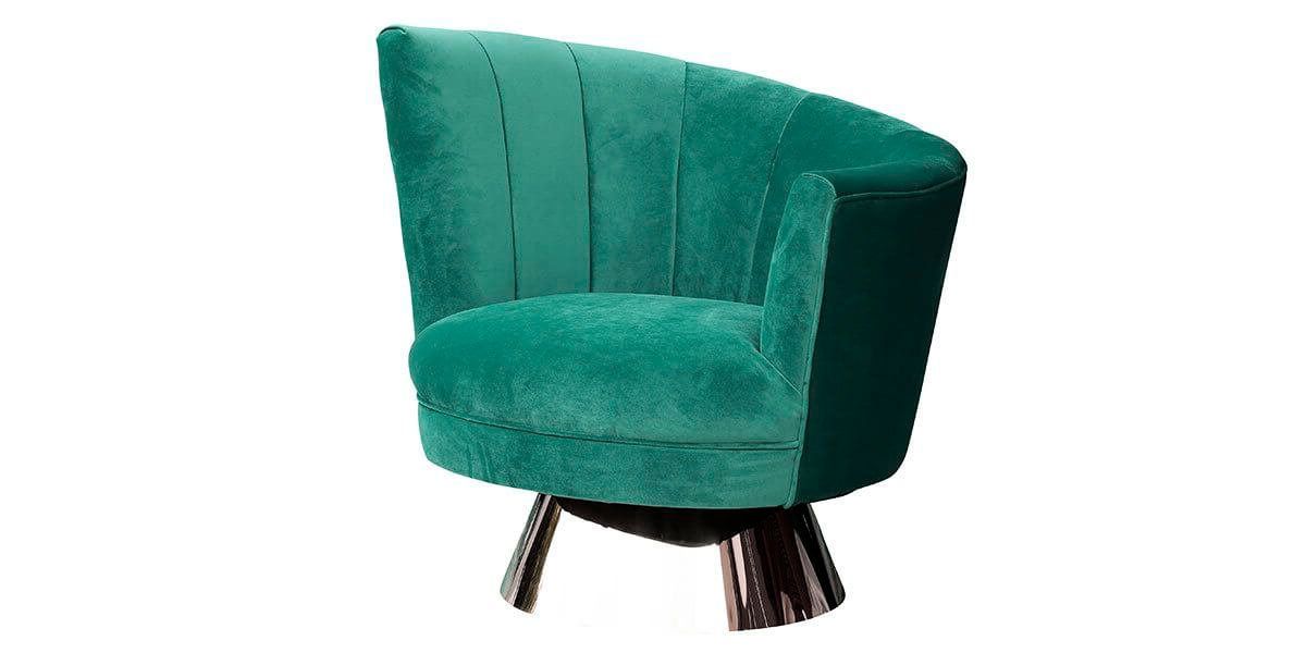 Fauteuil pivotant en velours côté droit MIRO - Vert