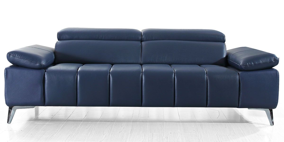 Canapé 3 places en cuir LYAM  - Bleu