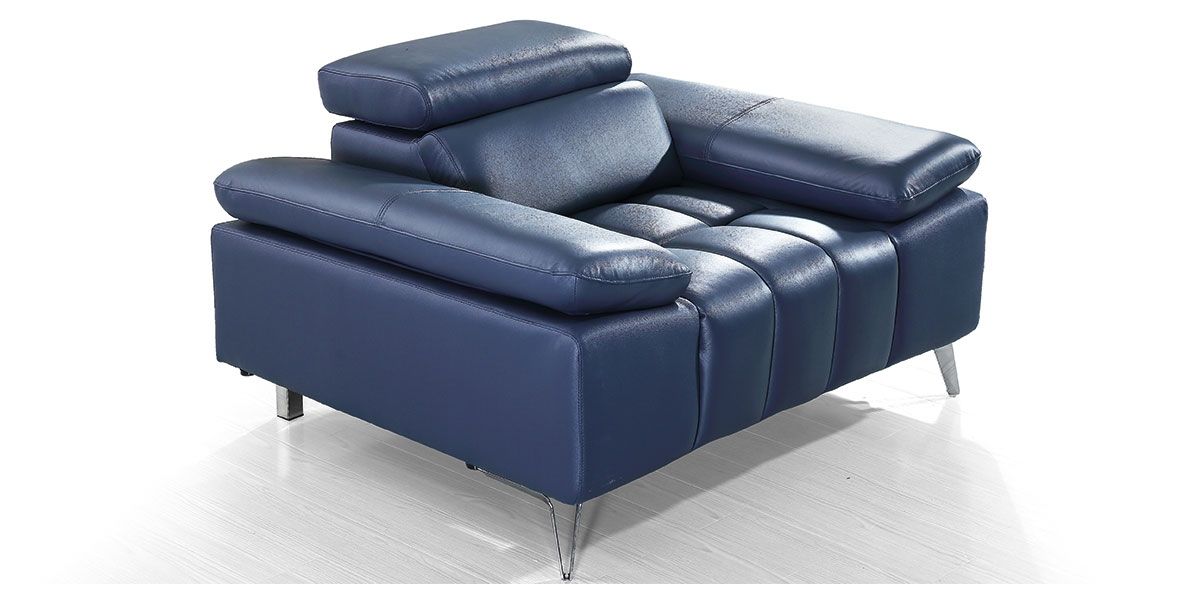 Fauteuil cuir Design LYAM - Bleu
