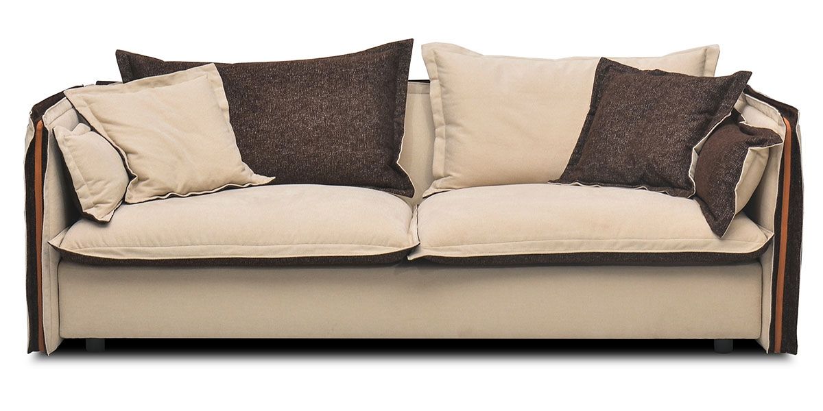 Canapé 2 places en tissu BURDY - Beige/Marron