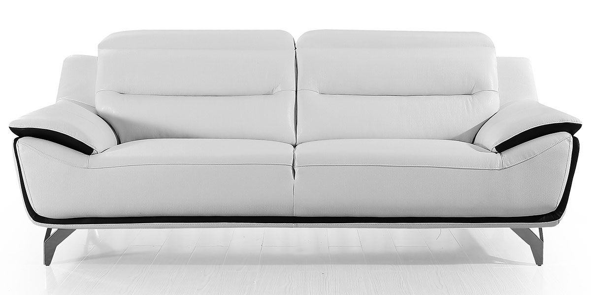 Canapé 3 places en cuir JUDE – Blanc & Noir