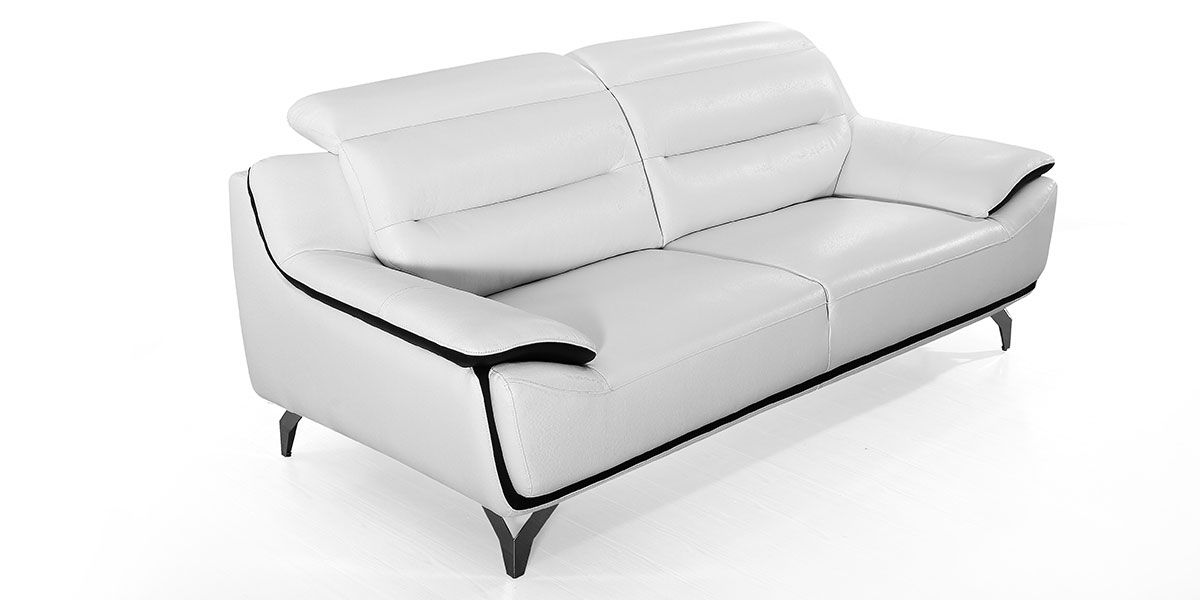 Canapé 3 places en cuir JUDE – Blanc & Noir