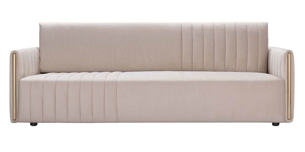 Canapé 3 places en velours PRISME - Beige 