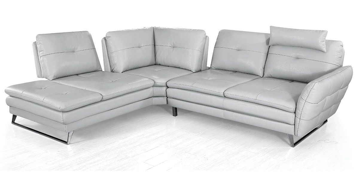 Canapé d'angle gauche en cuir ELENA – Gris
