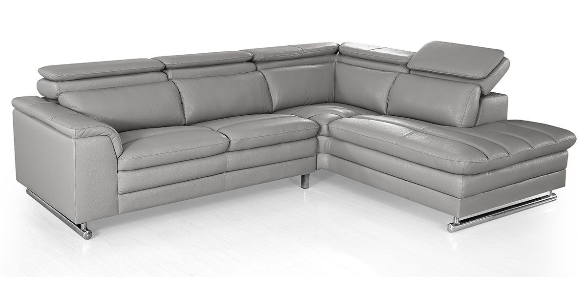 Canapé d'angle gauche en cuir MYA - Gris