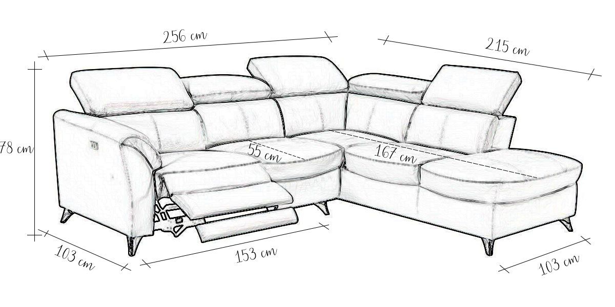 Canapé d'angle gauche relax en cuir ASTON - Taupe