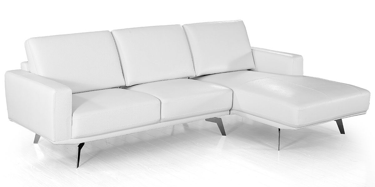 Canapé d'angle droit en cuir ARYA - Blanc