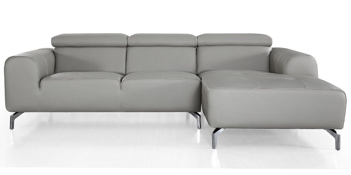Canapé d'angle droit en cuir ZAKARIA - Gris