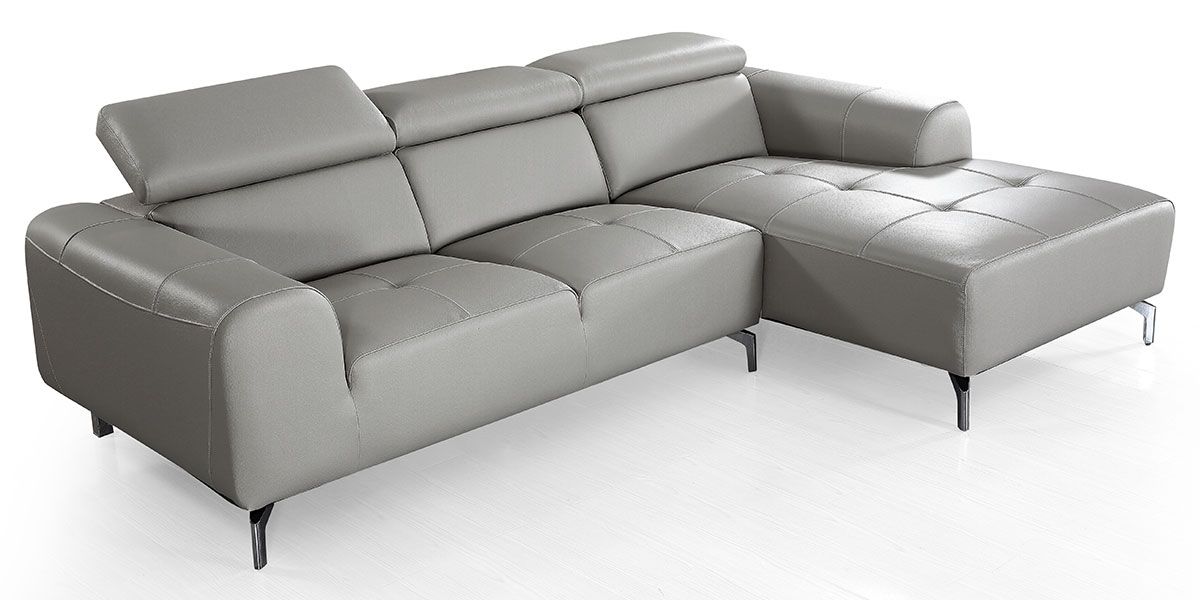 Canapé d'angle droit en cuir ZAKARIA - Gris