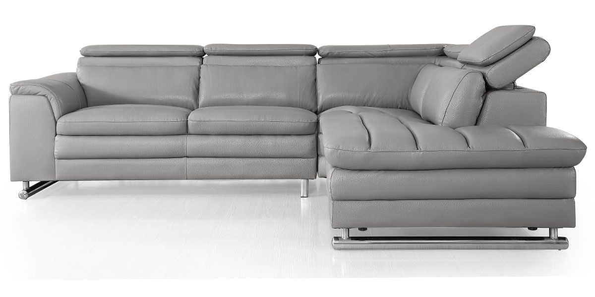 Canapé d'angle droit en cuir MYA - Gris