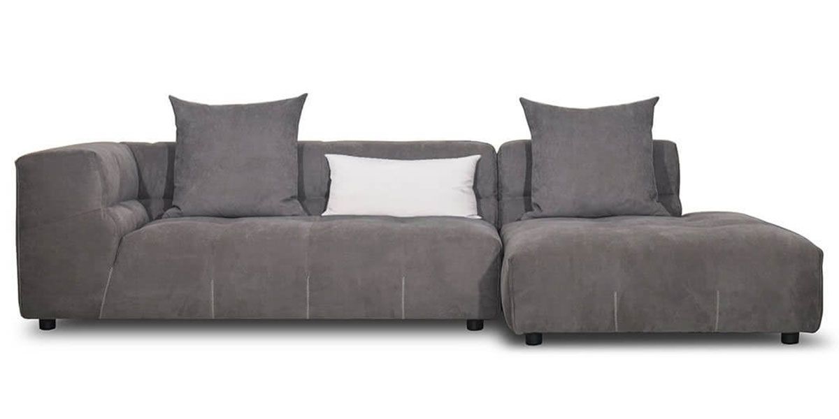 Canapé d'angle droit en tissu CLARTON - Gris souris