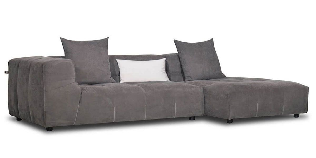 Canapé d'angle droit en tissu CLARTON - Gris souris