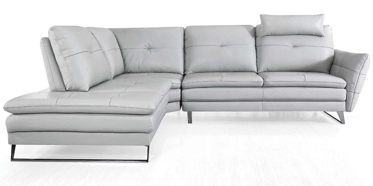 Canapé d'angle gauche en cuir ELENA – Gris