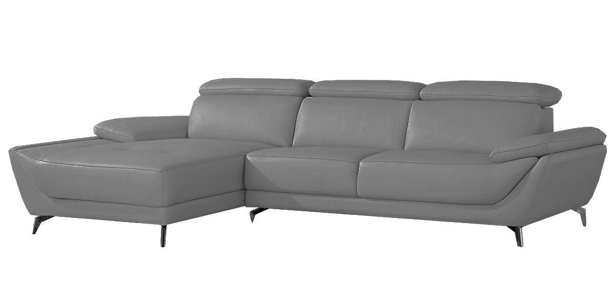 Canapé d'angle gauche en cuir gris CARLA
