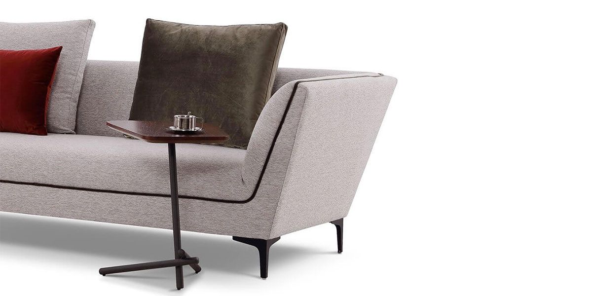 Canapé d'angle XL droit en tissu ROSSA - Gris chiné