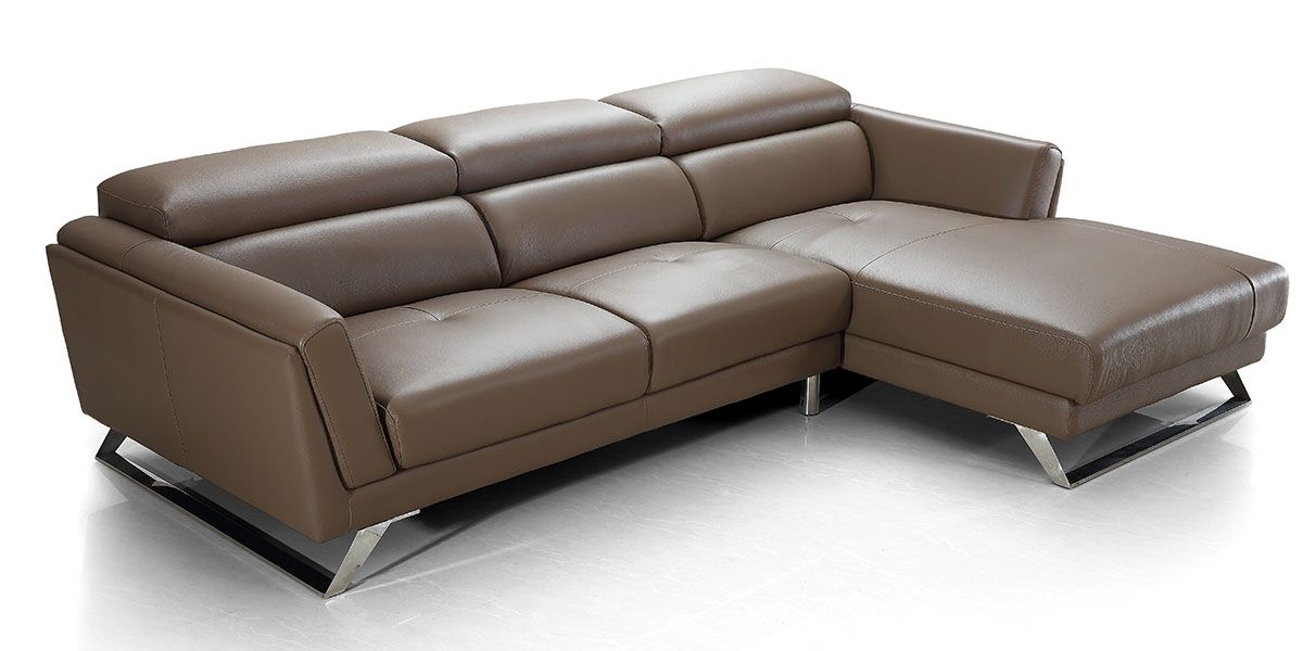 Canapé d'angle droit en cuir HILONA - Marron