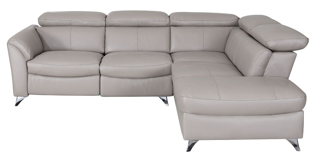 Canapé d'angle droit relax en cuir ASTON - Taupe 