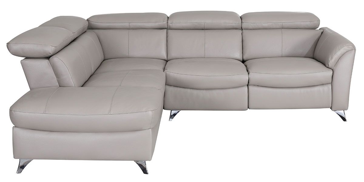 Canapé d'angle gauche relax en cuir ASTON - Taupe