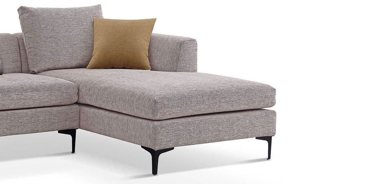 Canapé d'angle XL gauche en tissu JULY - Beige