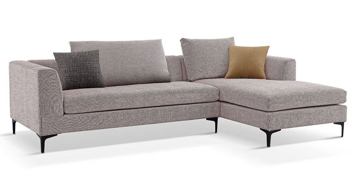 Canapé d'angle droit en tissu JULY - Beige
