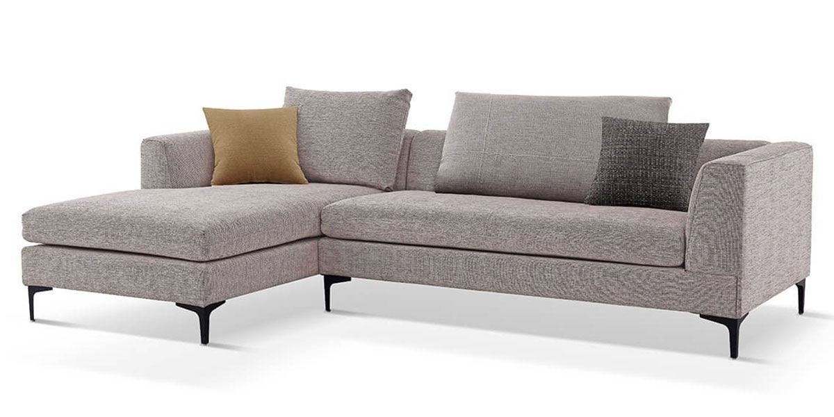 Canapé d'angle gauche en tissu JULY - Beige 