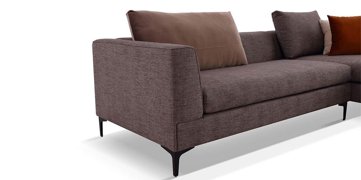 Canapé d'angle gauche en tissu JULY - Marron