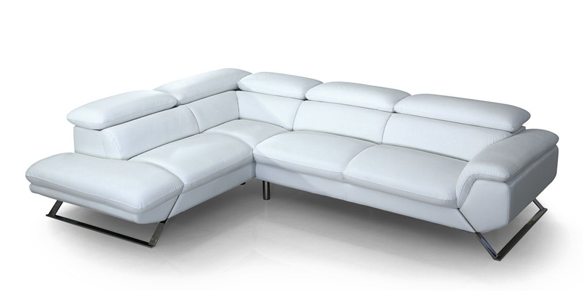 Canapé d'angle gauche en cuir PANAMA - Blanc
