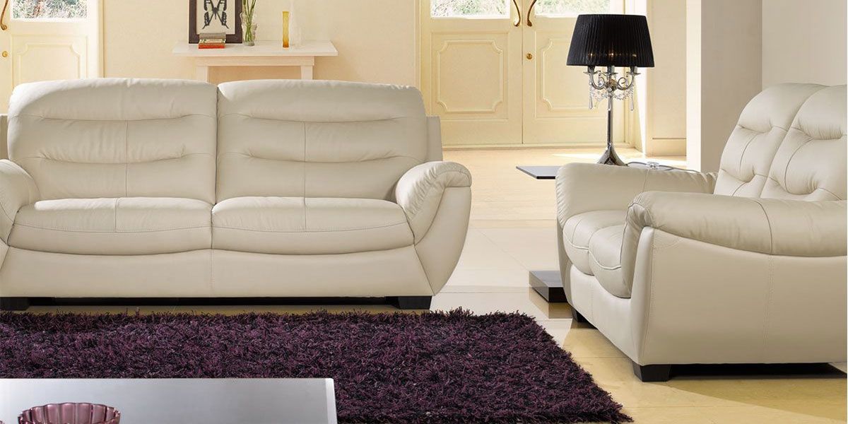 Canapé 2 places en cuir beige CORAL