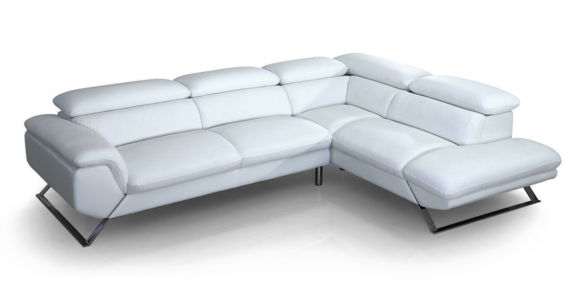 Canapé d'angle droit en cuir PANAMA - Blanc