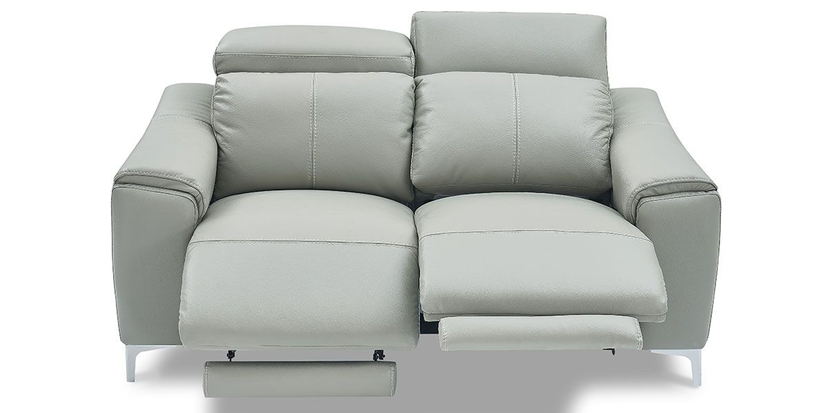 Canapé relaxation électrique 2 places en cuir BIANCA - Gris clair
