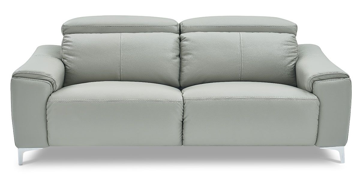 Canapé relaxation électrique 3 places en cuir BIANCA - Gris clair