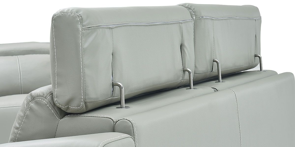Canapé relaxation électrique 2 places en cuir BIANCA - Gris clair