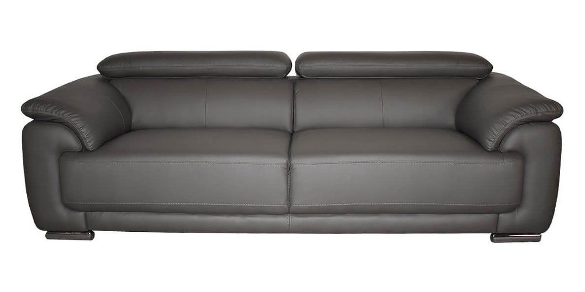 Canapé 2 places en cuir gris MARJORIE