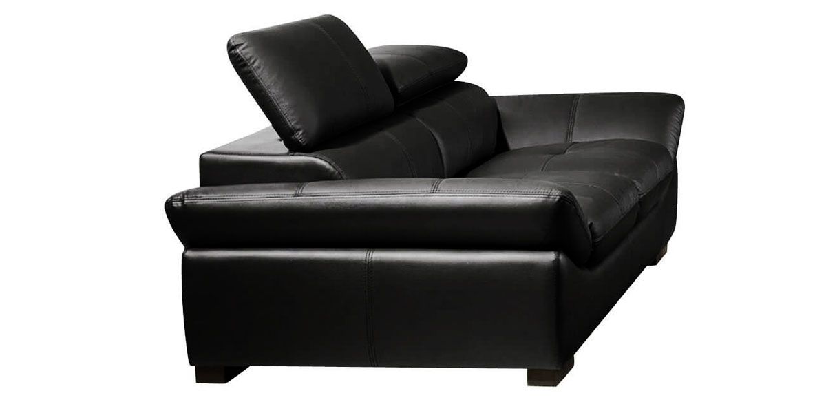 Canapé 2 places en cuir noir BORNEO